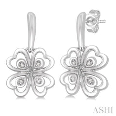 1/50 Ctw Heart Shape Round Cut Diamond Cluster Earrings in Sterling Silver