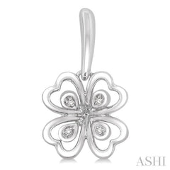 1/50 Ctw Heart Shape Round Cut Diamond Cluster Earrings in Sterling Silver