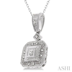 1/20 Ctw Round Cut Diamond Vintage Pendant in Sterling Silver With Chain