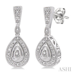 1/20 Ctw Pear Shape Round Cut Diamond Earrings in Sterling Silver