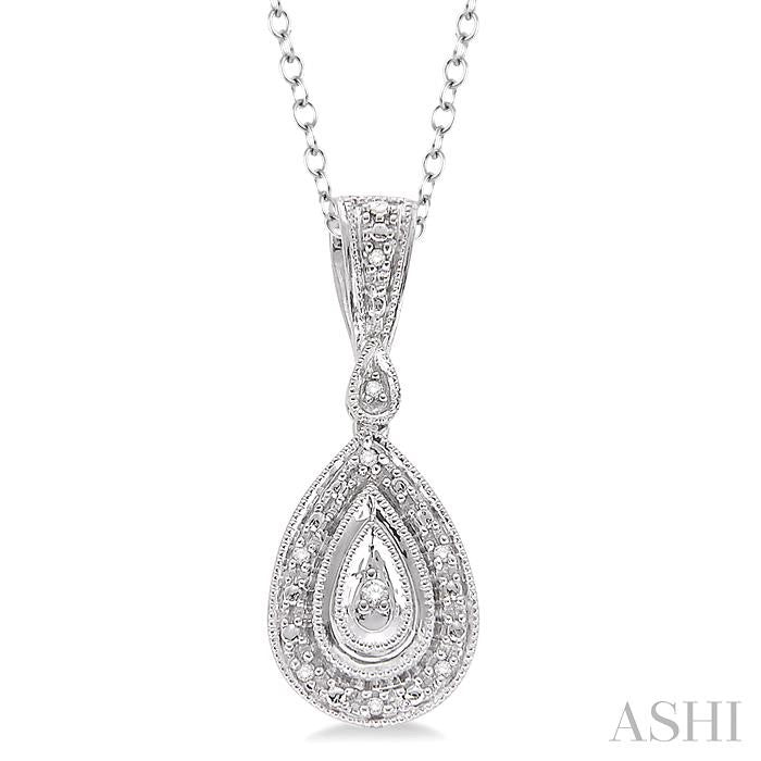 1/20 Ctw Pear Shape Round Cut Diamond Pendant in Sterling Silver with Chain