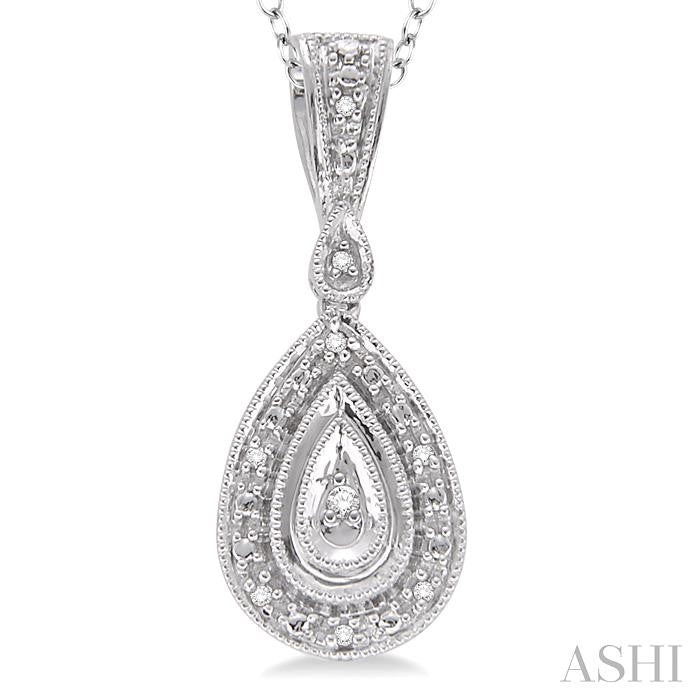 1/20 Ctw Pear Shape Round Cut Diamond Pendant in Sterling Silver with Chain