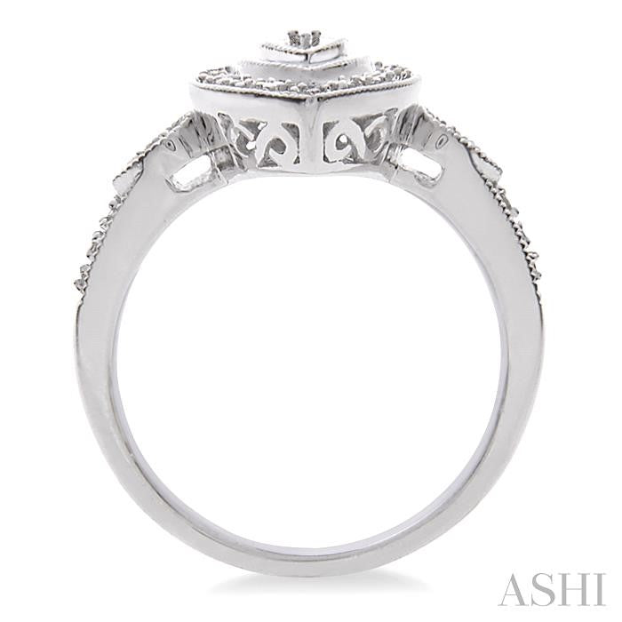 1/20 Ctw Pear Shape Round Cut Diamond Ring in Sterling Silver