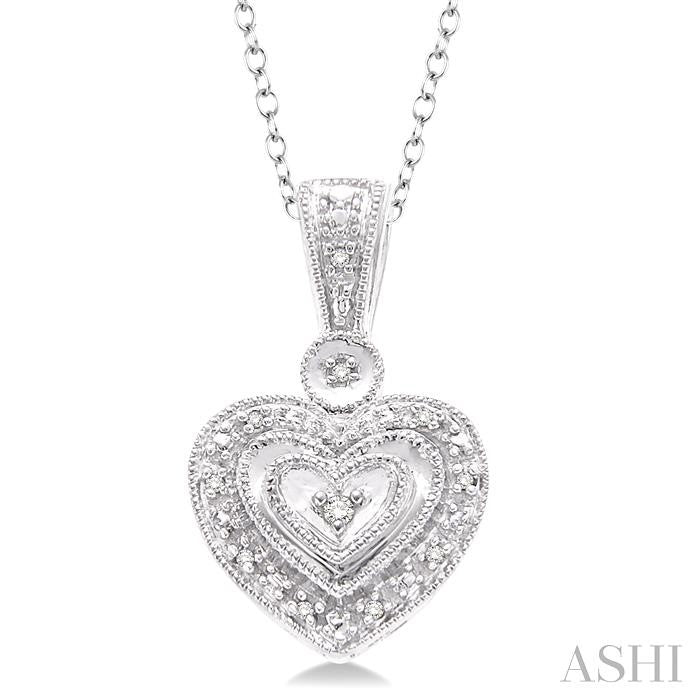 1/20 Ctw Heart Shape Round Cut Diamond Pendant in Sterling Silver with Chain