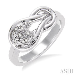 1/50 Ctw Heart Shape Round Cut Diamond Fashion Ring in Sterling Silver