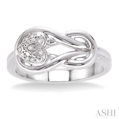1/50 Ctw Heart Shape Round Cut Diamond Fashion Ring in Sterling Silver
