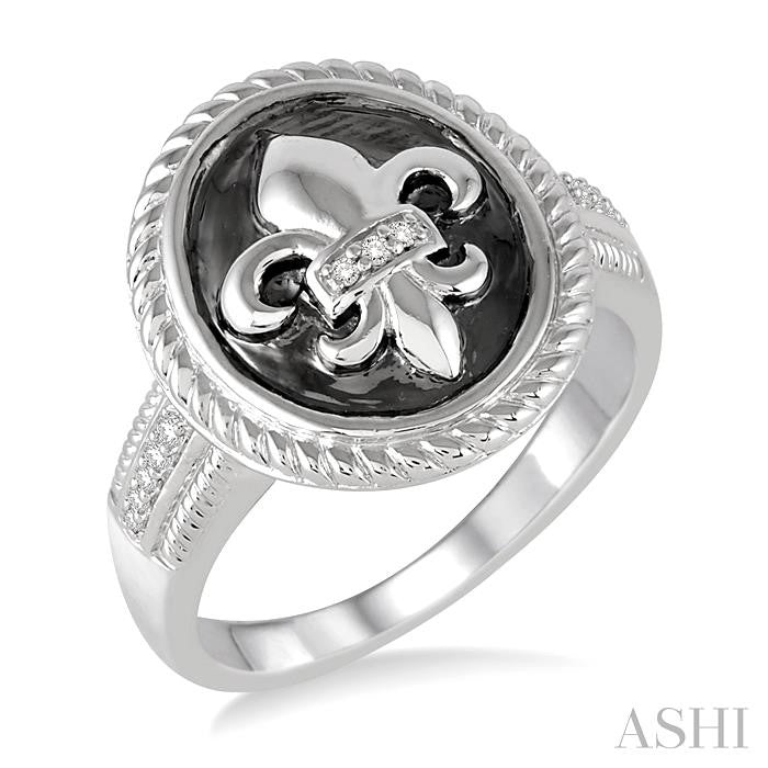 1/20 Ctw Round Cut Diamond Fleur De Lis Ring in Sterling Silver