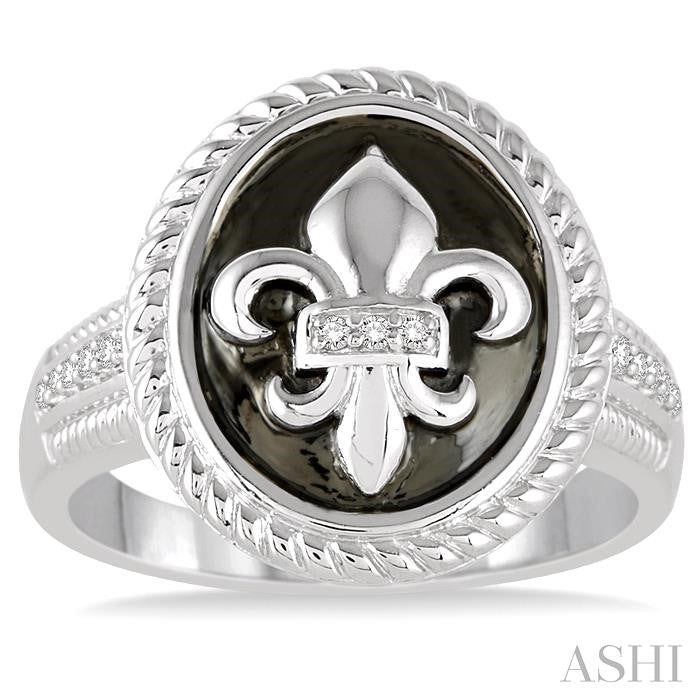 1/20 Ctw Round Cut Diamond Fleur De Lis Ring in Sterling Silver