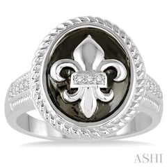 1/20 Ctw Round Cut Diamond Fleur De Lis Ring in Sterling Silver