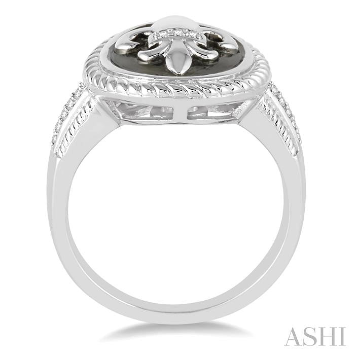 1/20 Ctw Round Cut Diamond Fleur De Lis Ring in Sterling Silver