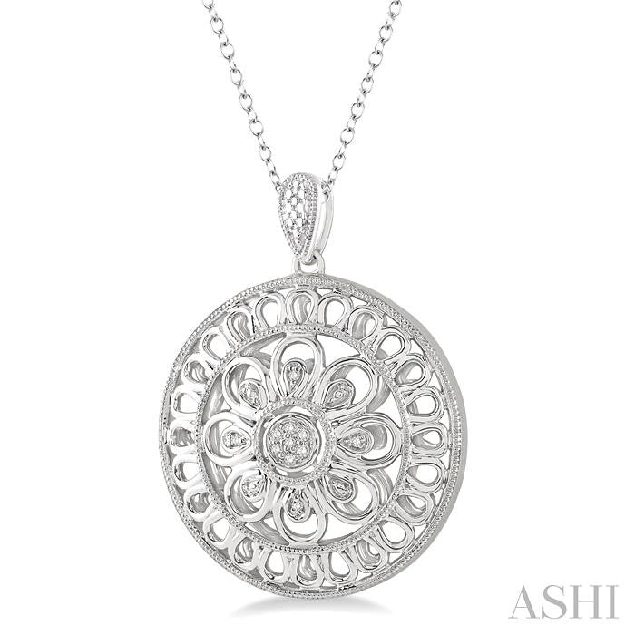 1/20 Ctw Round Cut Diamond Pendant with Chain in Sterling Silver