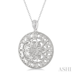 1/20 Ctw Round Cut Diamond Pendant with Chain in Sterling Silver