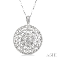 1/20 Ctw Round Cut Diamond Pendant with Chain in Sterling Silver