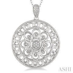 1/20 Ctw Round Cut Diamond Pendant with Chain in Sterling Silver