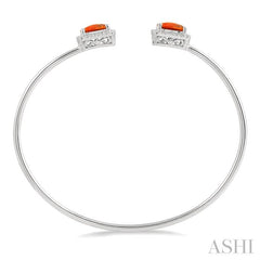 8x8 MM Cushion Shape Citrine and 1/10 Ctw Round Cut Diamond Bangle in Sterling Silver