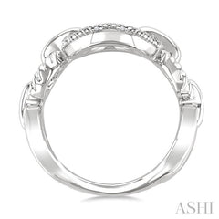 1/10 Ctw Round Cut Diamond Bold Oval Shape Rope Link Ring in Sterling Silver