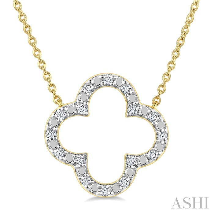 1/10 Ctw Clover Frame Bead & Round Cut Diamond Fashion Pendant With Chain in Yellow Gold Vermeil