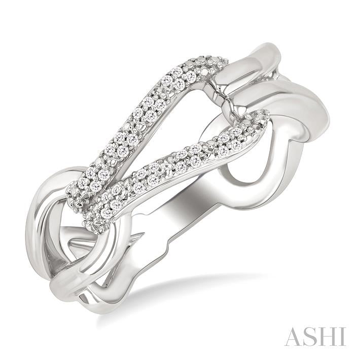1/10 Ctw Round Cut Diamond Bold Knot Link Fashion Ring in Sterling Silver