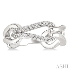 1/10 Ctw Round Cut Diamond Bold Knot Link Fashion Ring in Sterling Silver