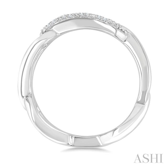 1/10 Ctw Round Cut Diamond Bold Knot Link Fashion Ring in Sterling Silver