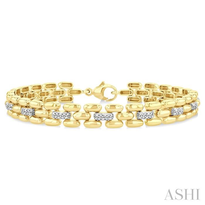 1/6 Ctw Bold Panther Link Round Cut Diamond Fashion Bracelet in Yellow Gold Vermeil
