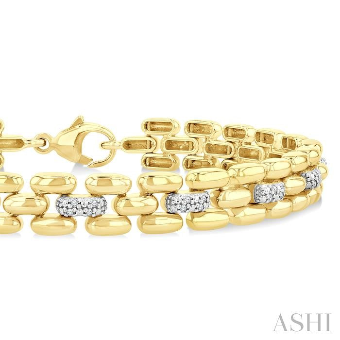 1/6 Ctw Bold Panther Link Round Cut Diamond Fashion Bracelet in Yellow Gold Vermeil