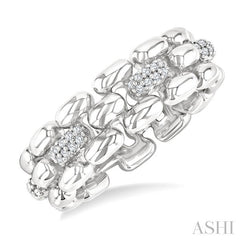 1/10 Ctw Bold Panther Link Round Cut Diamond Fashion Ring in Sterling Silver