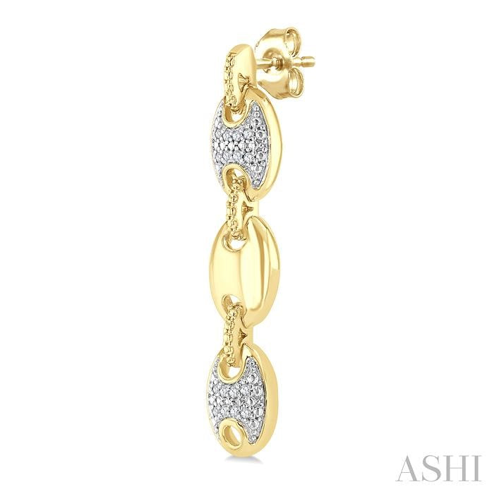 1/10 Ctw Bold Mariner Link Round Cut Diamond Fashion Earring in Yellow Gold Vermeil