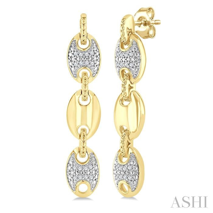 1/10 Ctw Bold Mariner Link Round Cut Diamond Fashion Earring in Yellow Gold Vermeil