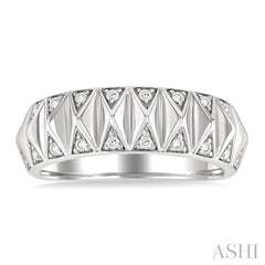 1/10 Ctw Round Cut Diamond Bold Fashion Band in Sterling Silver