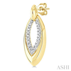 1/10 Ctw Marquise Shape Inner Link Round Cut Diamond Earrings in Yellow Gold Vermeil