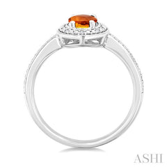7X5 MM Oval Shape Citrine and 1/50 Ctw Round Cut Diamond Semi-Precious Ring in Sterling Silver