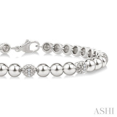 5 MM Bold Bead and 1/6 Ctw Round Cut Diamond Fashion Bracelet in Sterling Silver