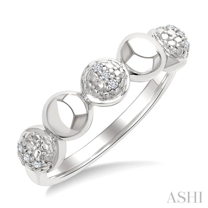 5 MM Bold Bead and 1/20 Ctw Round Cut Diamond Fashion Ring in Sterling Silver