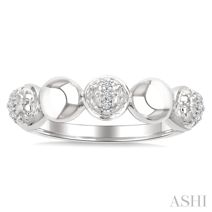 5 MM Bold Bead and 1/20 Ctw Round Cut Diamond Fashion Ring in Sterling Silver