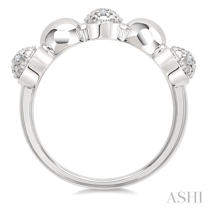 5 MM Bold Bead and 1/20 Ctw Round Cut Diamond Fashion Ring in Sterling Silver