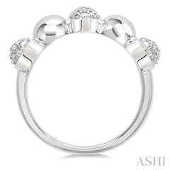 5 MM Bold Bead and 1/20 Ctw Round Cut Diamond Fashion Ring in Sterling Silver
