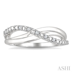 1/20 Ctw Split Criss Cross Round Cut Diamond Fashion Ring in Sterling Silver