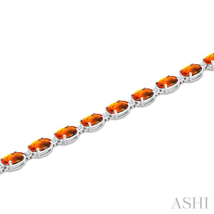 7X5 MM Oval Shape Citrine and 1/10 Ctw Round Cut Diamond Semi-Precious Bracelet in Sterling Silver