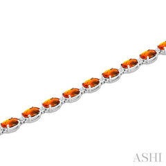 7X5 MM Oval Shape Citrine and 1/10 Ctw Round Cut Diamond Semi-Precious Bracelet in Sterling Silver
