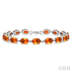 7X5 MM Oval Shape Citrine and 1/10 Ctw Round Cut Diamond Semi-Precious Bracelet in Sterling Silver