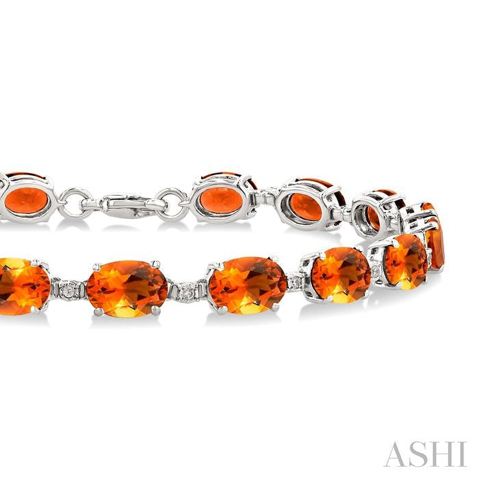 7X5 MM Oval Shape Citrine and 1/10 Ctw Round Cut Diamond Semi-Precious Bracelet in Sterling Silver