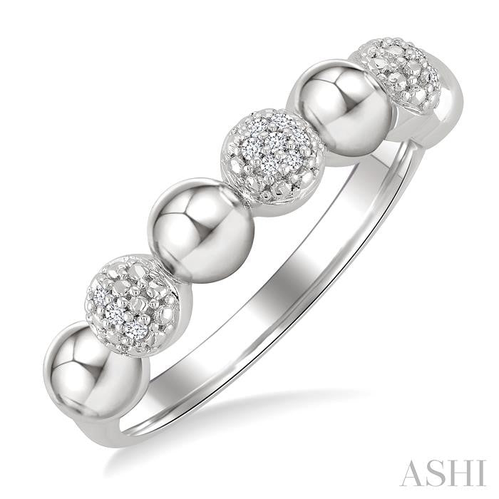 4 MM Bold Bead and 1/20 Ctw Round Cut Diamond Fashion Ring in Sterling Silver