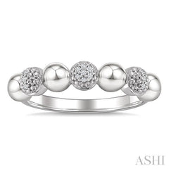 4 MM Bold Bead and 1/20 Ctw Round Cut Diamond Fashion Ring in Sterling Silver