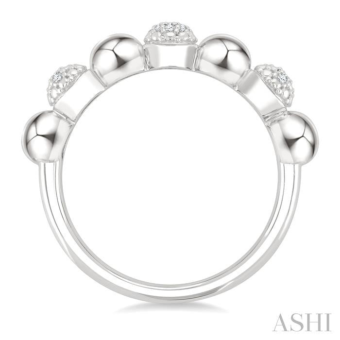 4 MM Bold Bead and 1/20 Ctw Round Cut Diamond Fashion Ring in Sterling Silver