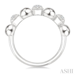 4 MM Bold Bead and 1/20 Ctw Round Cut Diamond Fashion Ring in Sterling Silver