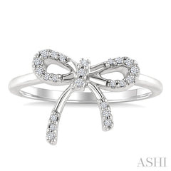 1/10 Ctw Round Cut Diamond Bow Fashion Ring in Sterling Silver