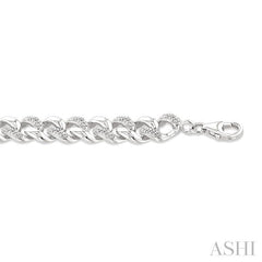 1/6 Ctw Round Cut Diamond Curb & Cuban Bracelet in Sterling Silver
