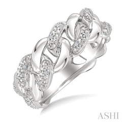 1/20 Ctw Round Cut Diamond Curb & Cuban Ring in Sterling Silver