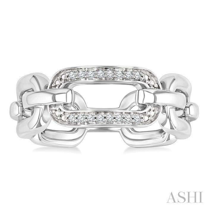 1/20 Ctw Bold Round Cut Diamond Paperclip Ring in Sterling Silver